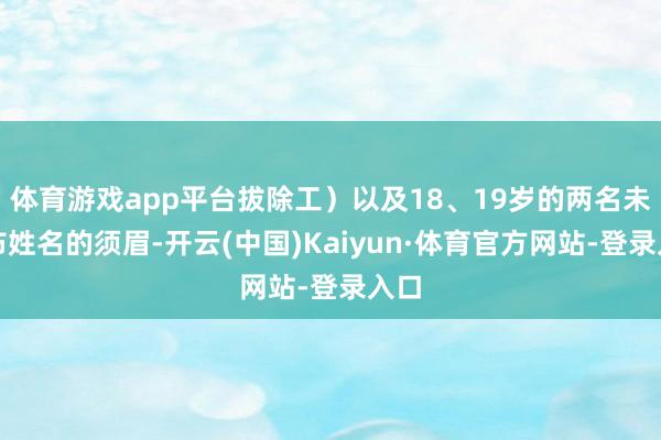 体育游戏app平台拔除工）以及18、19岁的两名未公布姓名的须眉-开云(中国)Kaiyun·体育官方网站-登录入口