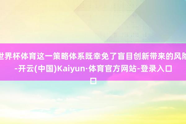 世界杯体育这一策略体系既幸免了盲目创新带来的风险-开云(中国)Kaiyun·体育官方网站-登录入口